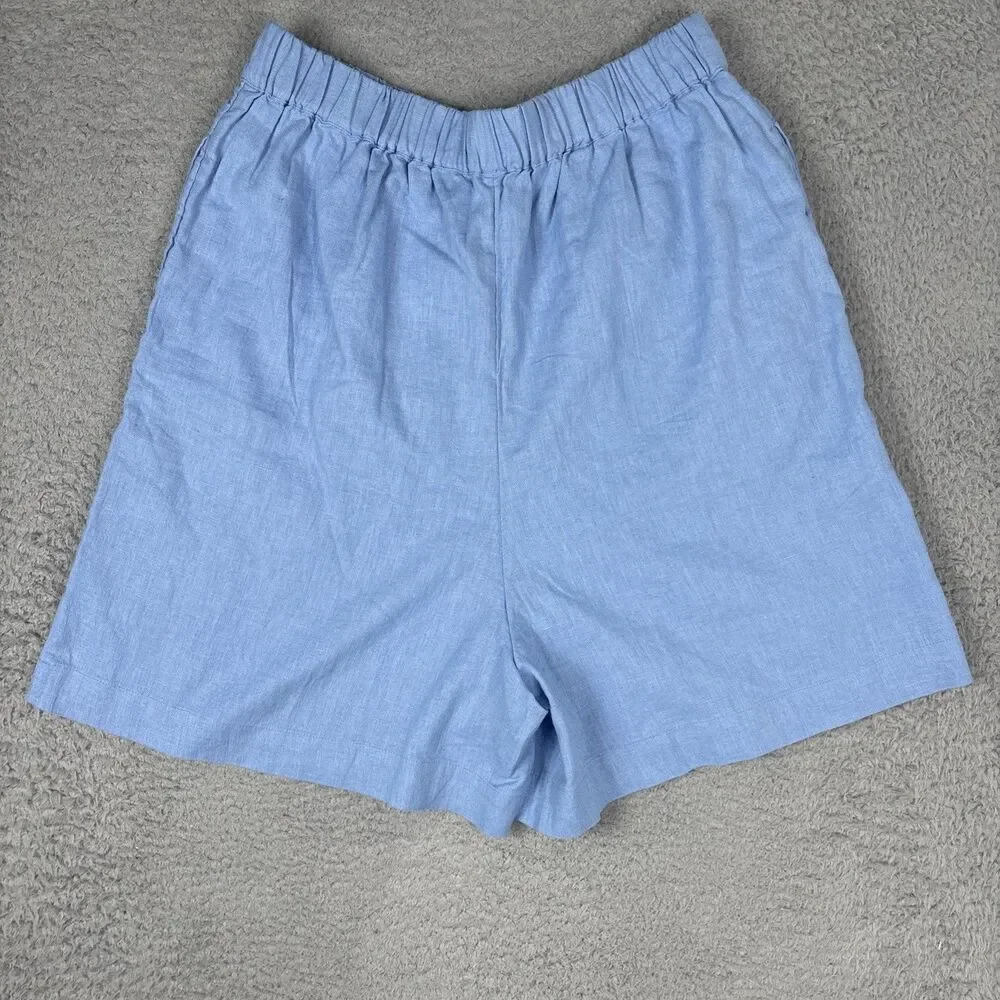 Free People Gotta Have It Light Blue Cotton-Linen Shorts L Women Casual Boho